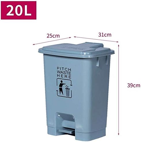 Trash Can Garbage Tribe Hospital Trash Can Outdoor Park Hotel Large Capacity Trash Can Foot-operated Plastic，Gray-20L