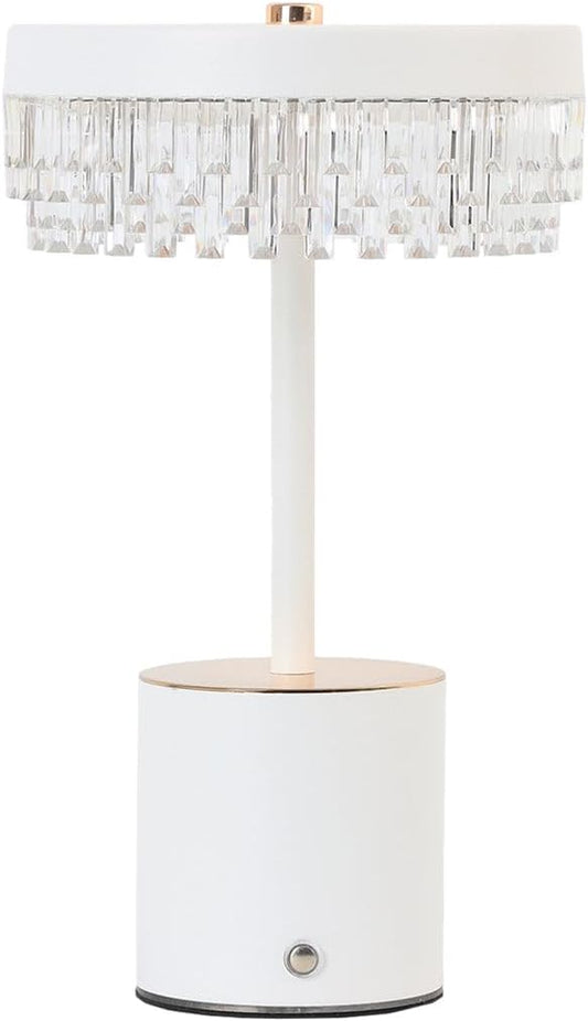 LED Table Lamp, 26x15cm, Rechargeable USB Type-C Desk Lamp, White and Gold Finish, 3 Light Beam Settings