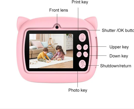 Kids Camera instant print with Cartoon appearance, dual camera