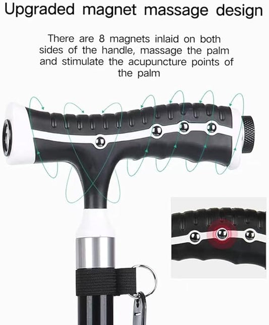 Multifunctional Crutches With LED Light Adjustable Armrest Cane For Elderly People