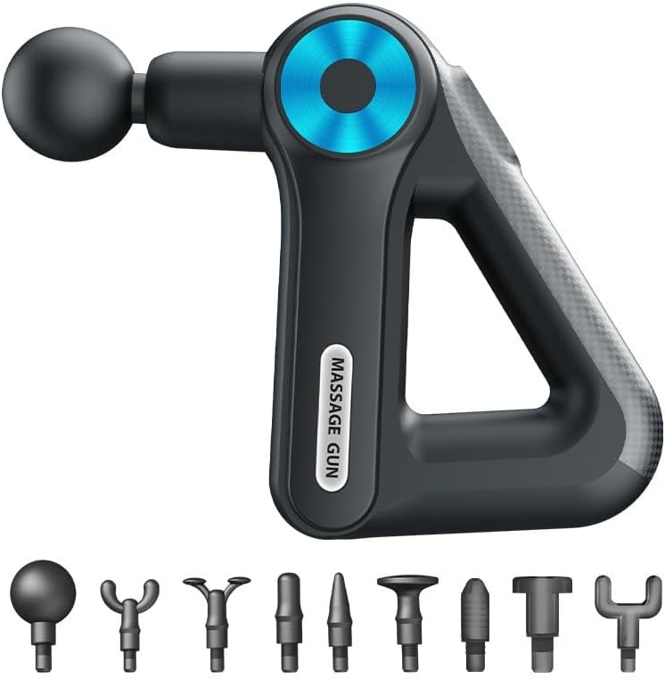 Massage Gun Deep Tissue, Handheld Muscle Massager, Mini Massage Gun for Fatigue and Pain Relief, Percussion Massage Gun with 9 Attachments & 9 Speeds(Color:A)