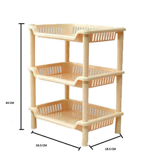 Storage Shelves Plastic Basket Square 3 Layers Floor Stand Rack