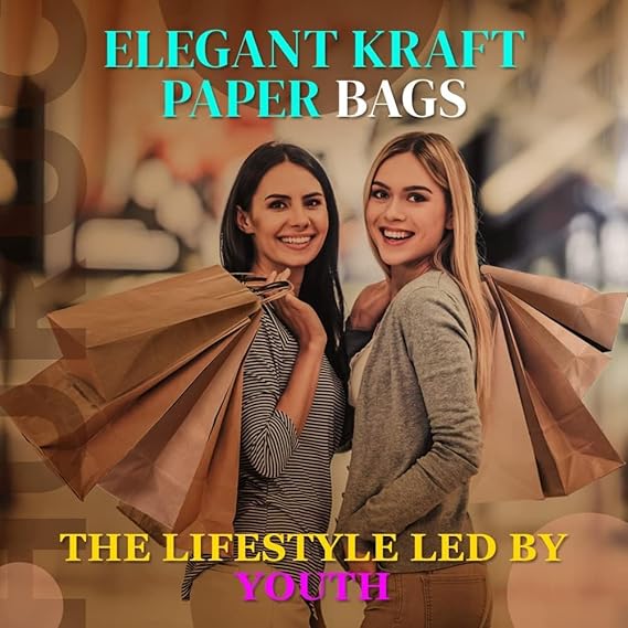 12 Pcs Paper Bag Brown Twisted Handle Paper Party Bags Hen Party Bags Kraft Paper Bag Bride Birthday Gift Bag Wedding Celebrations Bags For Party Favour (29 x 29 x 15 cm) - Pack Of 12