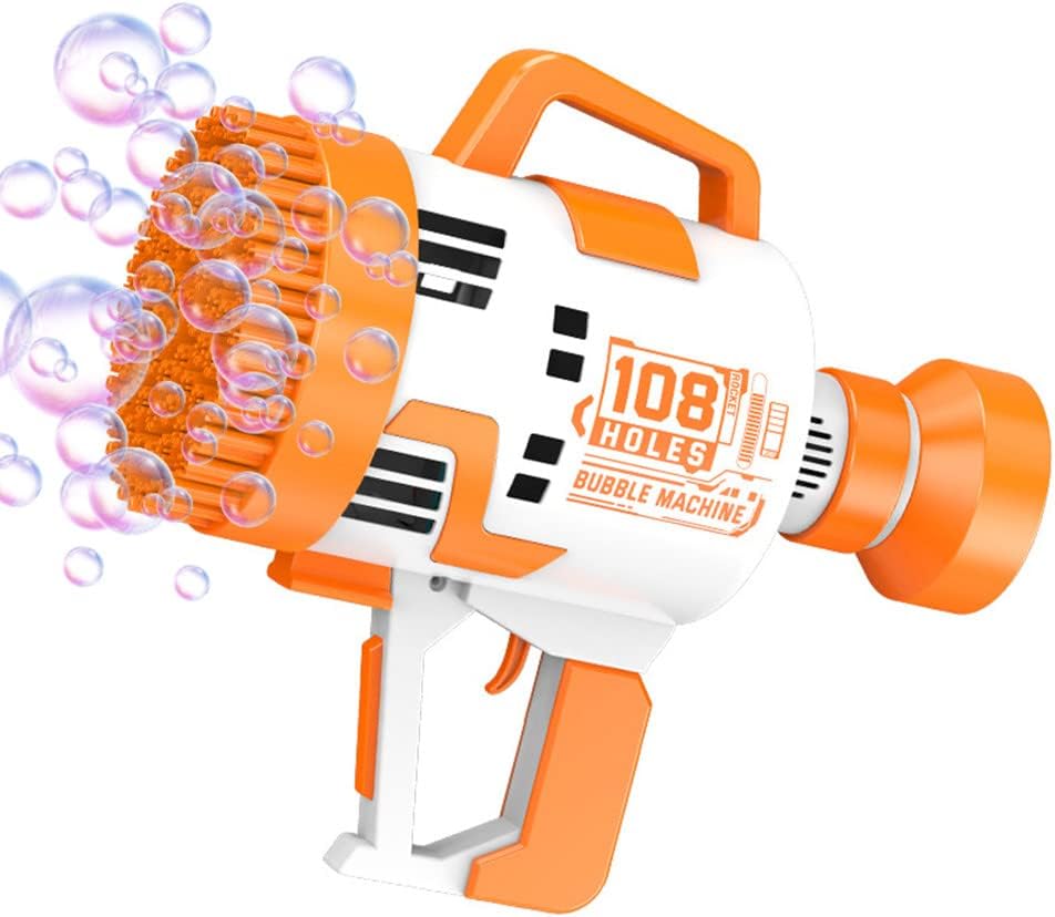 L-Athna Bubble Machine, Bubble Gun, 108 Holes, Creates a Fairytale Atmosphere, Bubbles, Electric, Bazooka Shape, Bubble Maker, Atmosphere, Outdoor Play, Kids, Girls, Boys, Toys, Birthday, Party, Gift,