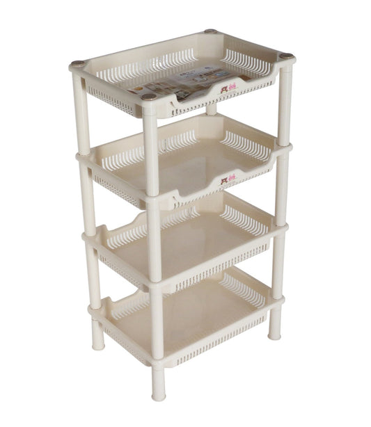 4 Tier Plastic Shelf Storage Rack for Your Home,Kitchen & Bathroom