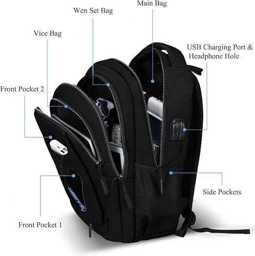 Business Travel Laptop Backpack, Water Resistant College School Computer Bag Gifts with USB Charging Port for Men & Women Fits 15.6 Inch Notebook