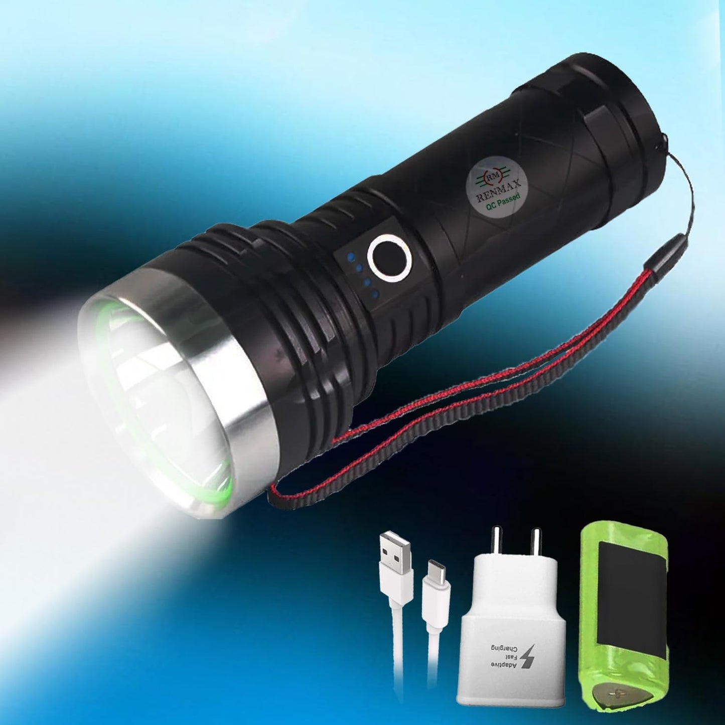 STAR Super Strong Bright HGH Beam Torch Light LED 2.5Km Range Rechargeable 7800mAh Torch 5