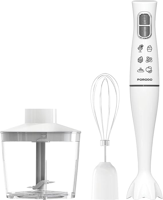 Hand Blender Food 300W, Chopper & Whisker, High Performance Blades, 500mL Bowl Capacity, Splash Control Design, Durable & Compact, UK 3-Pin Plug