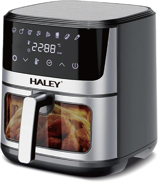 Wtrtr HALEY Air Fryer 10L with Window, 2000W stainless steel air fryer oven led touch screen oilless, ptfe free, dishwasher safe,2 Years Warranty (10L)