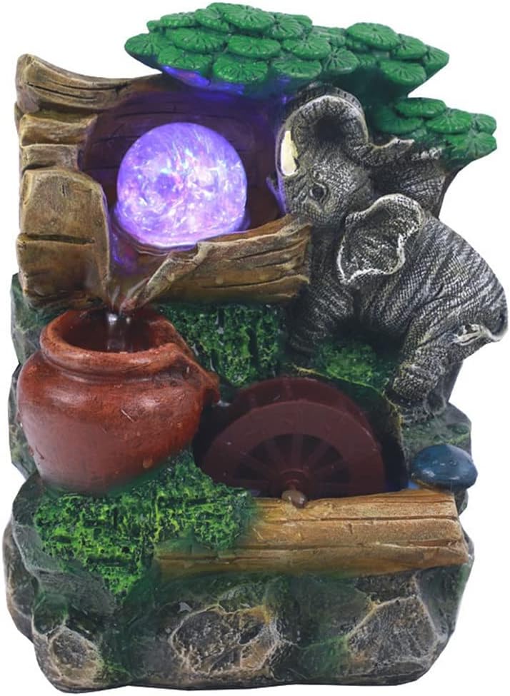 Tabletop Fountain Indoor Small Rockery Desktop Mountain Cascading Waterfall with Rolling Ball