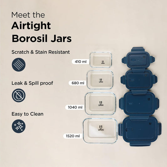 The Better Home Borosilicate Glass Containers with Lid pack of three
