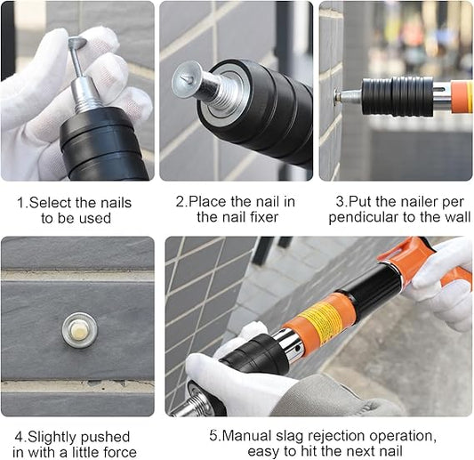 Nail Gun with Round Nails,Portable Speed Nail Gun Kits,Adjustable Manual Steel Nail Gun Tool with Gloves,Glasses