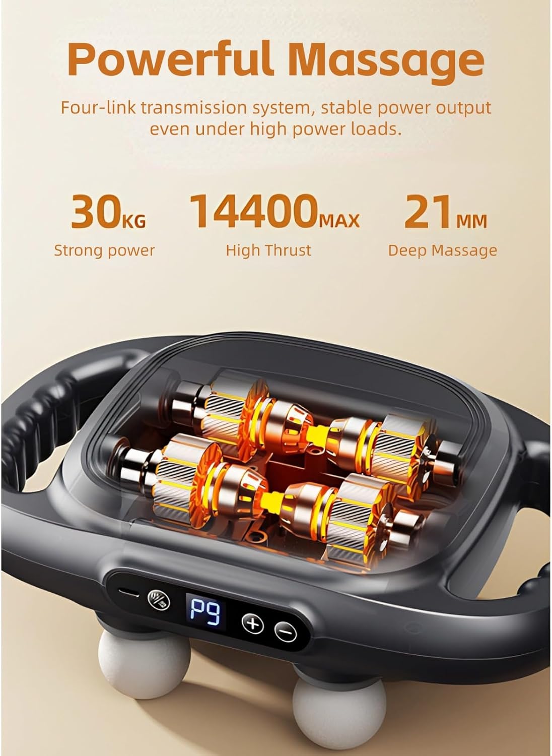 6 Head Massage Gun Deep Tissue, Percussion Massager Gun with 9 Levels & 9 Modes, Electric Massager Tool for Back, Neck, Leg, Full Body Muscle Pain Relief