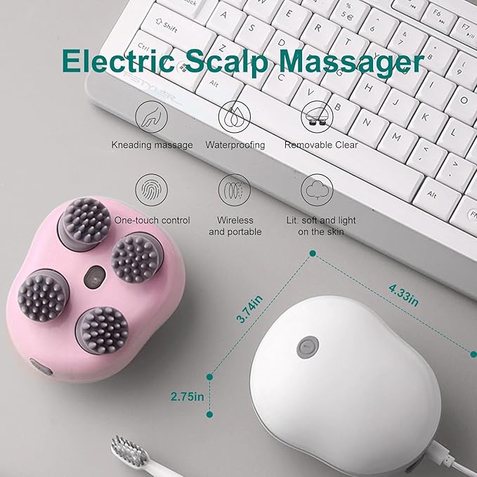 electric Scalp Massager,Head Massager Scalp Stress Relax,Silicone Scalp Massager,Head Massager for Hair Growth,Head Scratcher,Scalp Massager Shampoo Brush,pet Massager,cat,Dog