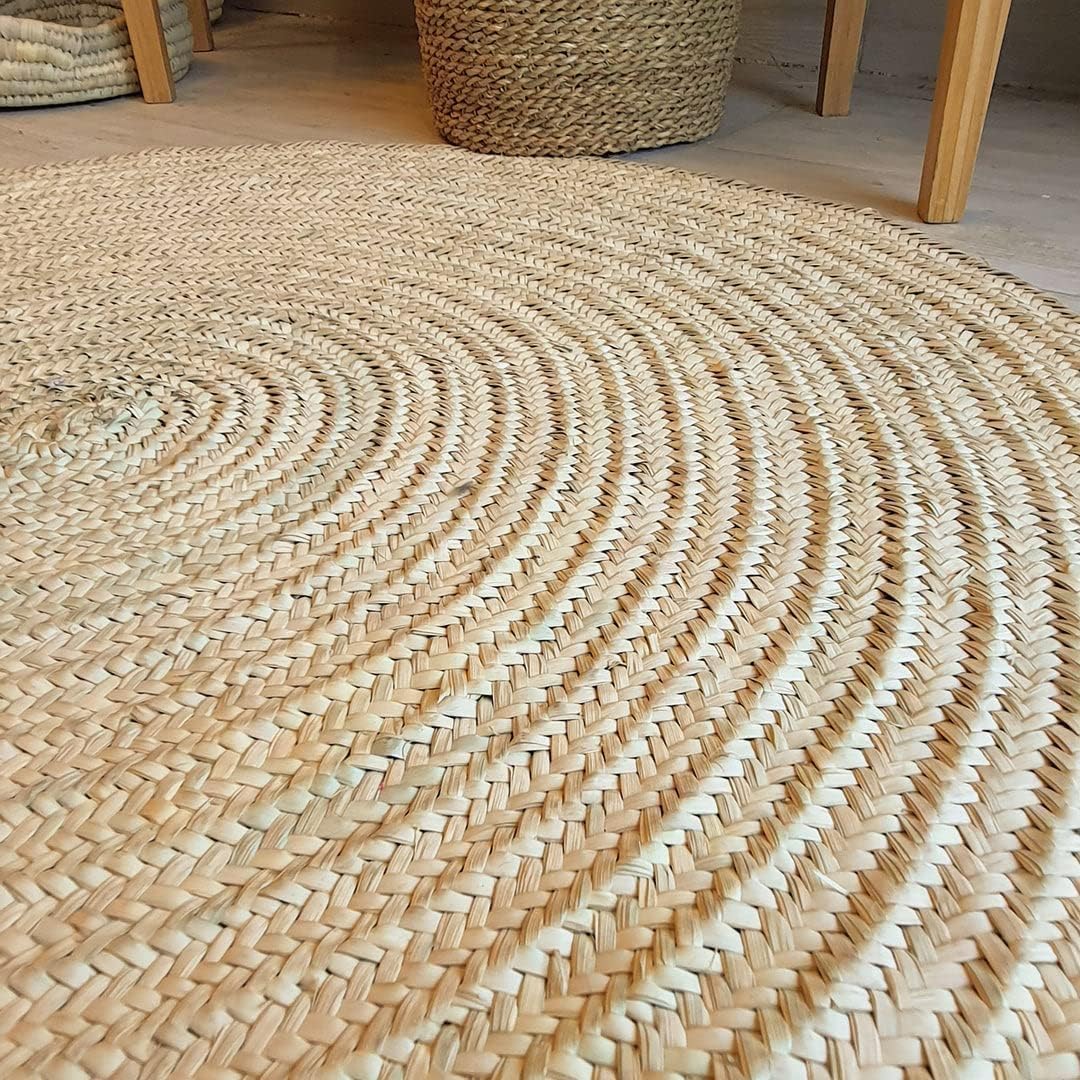 Handmade Palm Round Rug 100% Natural Bohemian Decor