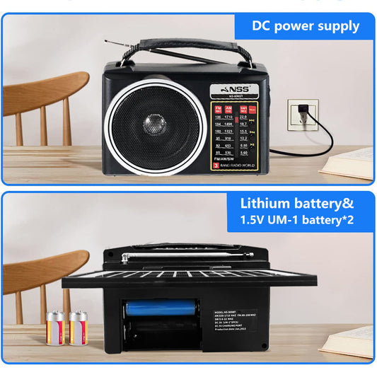 NSS Solar Radio AM/FM/SW 3 Bands Bluetooth Speaker Portable Rechargeable With USB/TF Reader MP3 Player and Flashlight