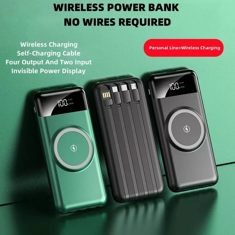30000mAh Built-In-Four Wire Wireless Power Bank super Fast Charging for iphone