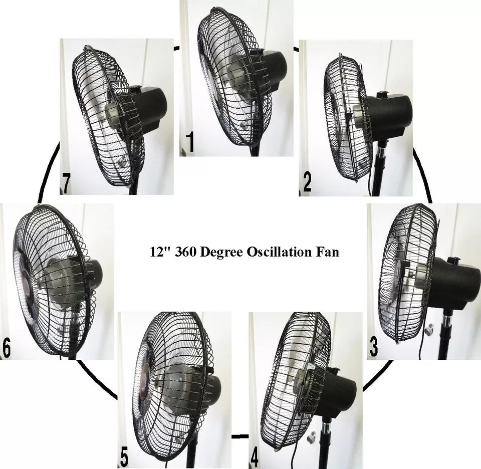 12" 360 Degree Oscillation Pedestal Stand Fan Colors